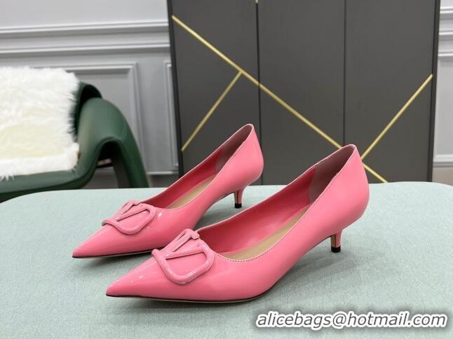 Best Price Valentino VLOGO SIGNATURE Patent Leather Pump with 4cm Heel Pink 0106072