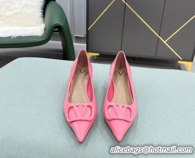 Best Price Valentino VLOGO SIGNATURE Patent Leather Pump with 4cm Heel Pink 0106072