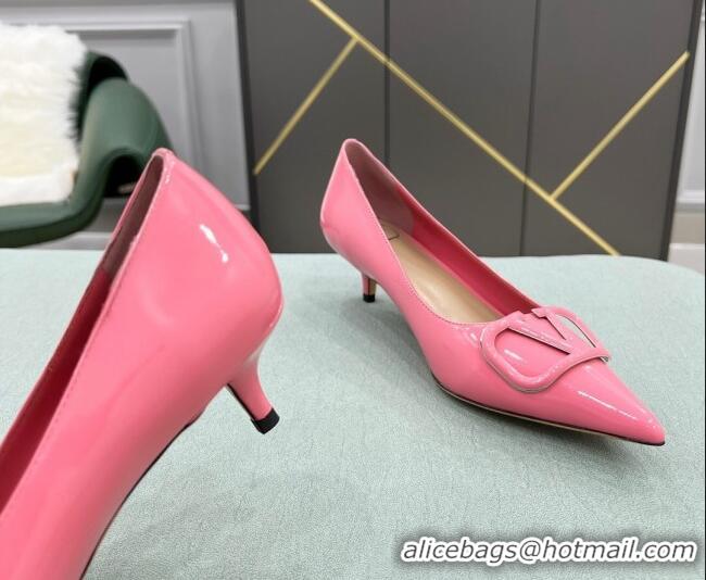 Best Price Valentino VLOGO SIGNATURE Patent Leather Pump with 4cm Heel Pink 0106072