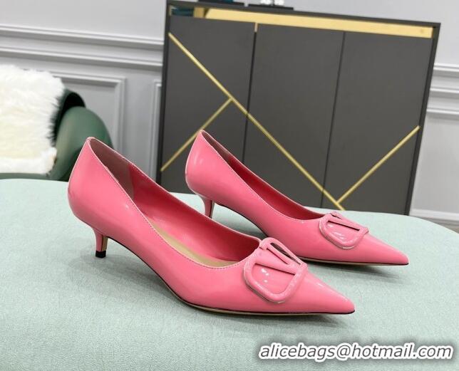 Best Price Valentino VLOGO SIGNATURE Patent Leather Pump with 4cm Heel Pink 0106072