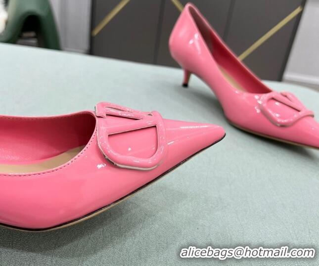 Best Price Valentino VLOGO SIGNATURE Patent Leather Pump with 4cm Heel Pink 0106072