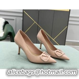 Best Design Valentino VLOGO SIGNATURE Patent Leather Pump with 8cm Heel Nude 0106073