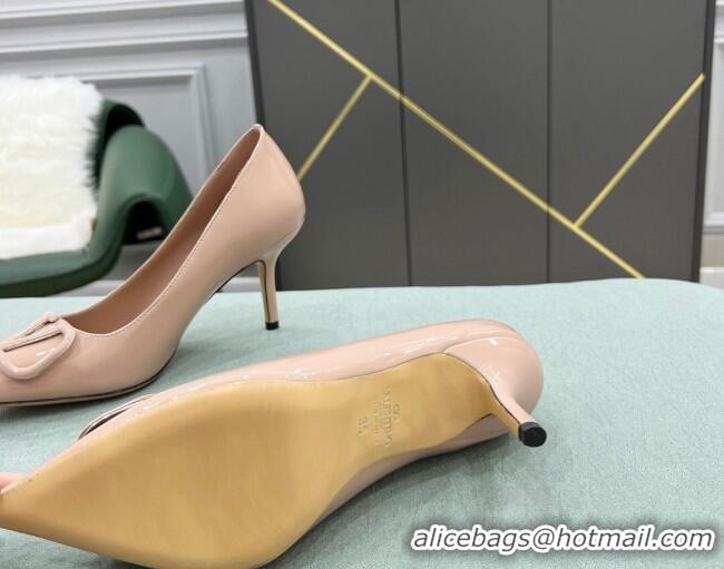 Best Design Valentino VLOGO SIGNATURE Patent Leather Pump with 8cm Heel Nude 0106073