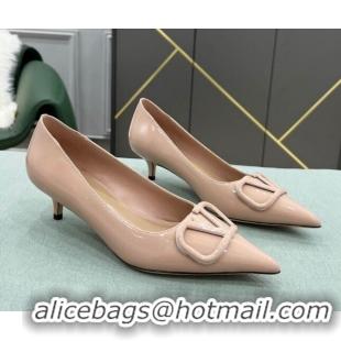 Affordable Price Valentino VLOGO SIGNATURE Patent Leather Pump with 4cm Heel Nude 0106074