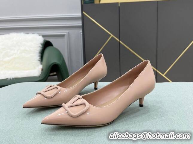 Affordable Price Valentino VLOGO SIGNATURE Patent Leather Pump with 4cm Heel Nude 0106074