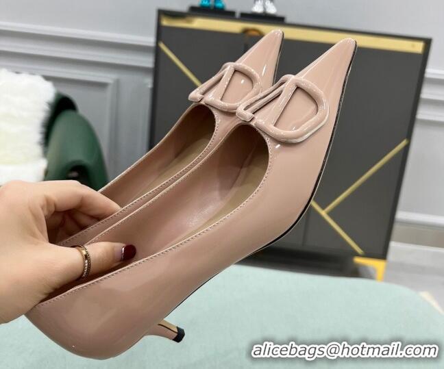 Affordable Price Valentino VLOGO SIGNATURE Patent Leather Pump with 4cm Heel Nude 0106074