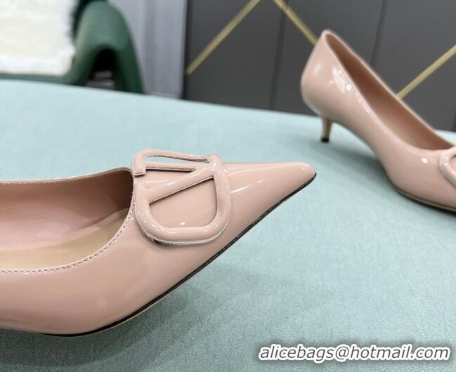 Affordable Price Valentino VLOGO SIGNATURE Patent Leather Pump with 4cm Heel Nude 0106074