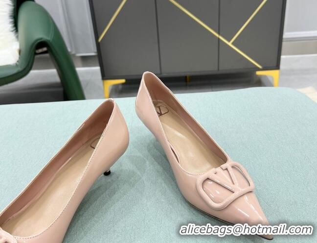 Affordable Price Valentino VLOGO SIGNATURE Patent Leather Pump with 4cm Heel Nude 0106074