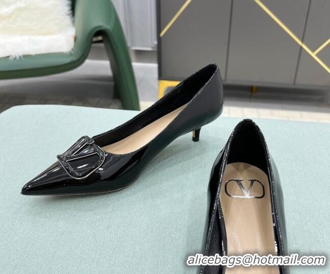 Hot Style Valentino VLOGO SIGNATURE Patent Leather Pump with 4cm Heel Black 0107064