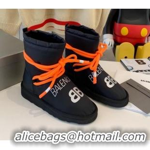 Good Product Balenciaga Lace-up Flat Ankle Boots 121317  Black/Orange