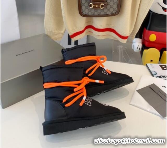 Good Product Balenciaga Lace-up Flat Ankle Boots 121317  Black/Orange