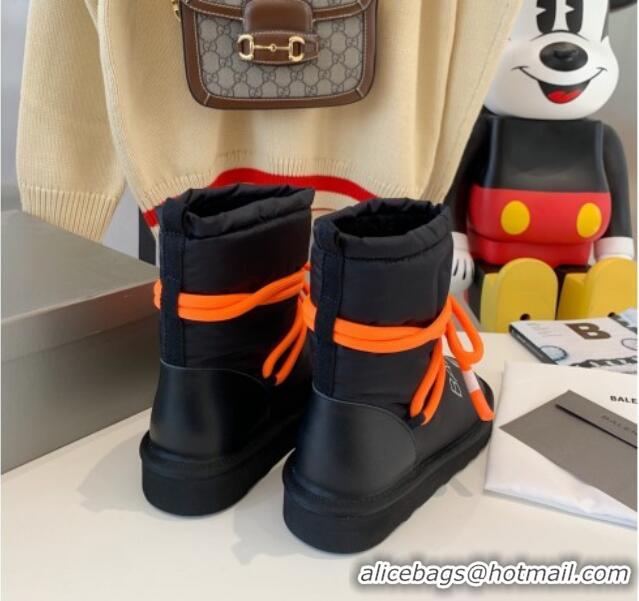 Good Product Balenciaga Lace-up Flat Ankle Boots 121317  Black/Orange