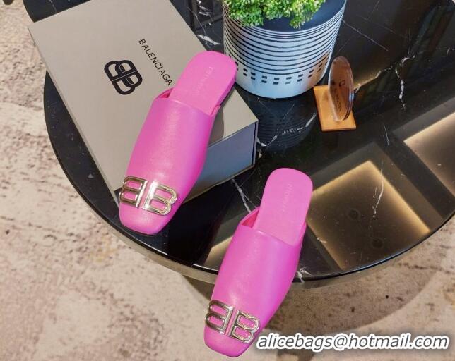 Low Price Balenciaga BB Lambskin Flat Mules 121319 Pink