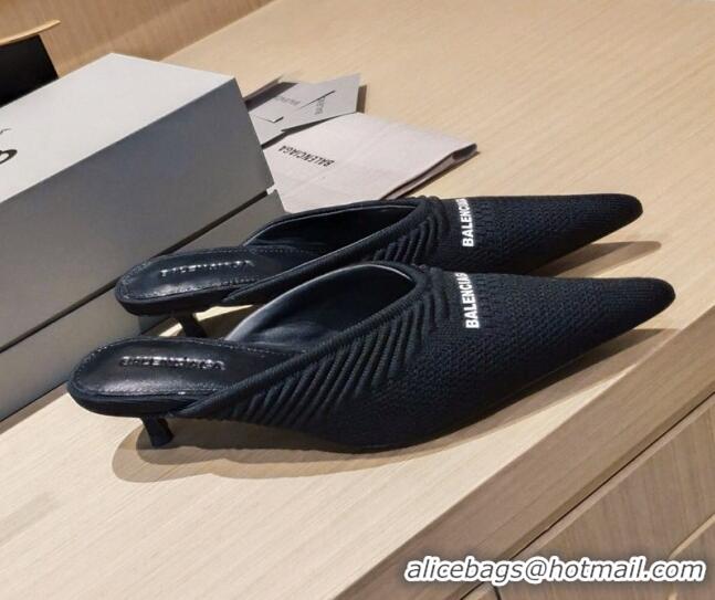 Low Cost Balenciaga Knit Mules 4cm 121323 Black