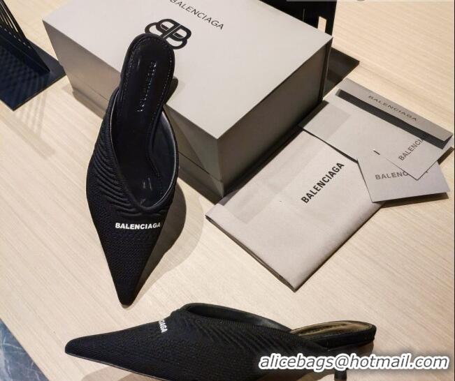 Low Cost Balenciaga Knit Mules 4cm 121323 Black