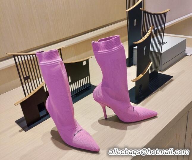 Perfect Balenciaga Knit Mid-Half Boots 9cm 121331 Pink