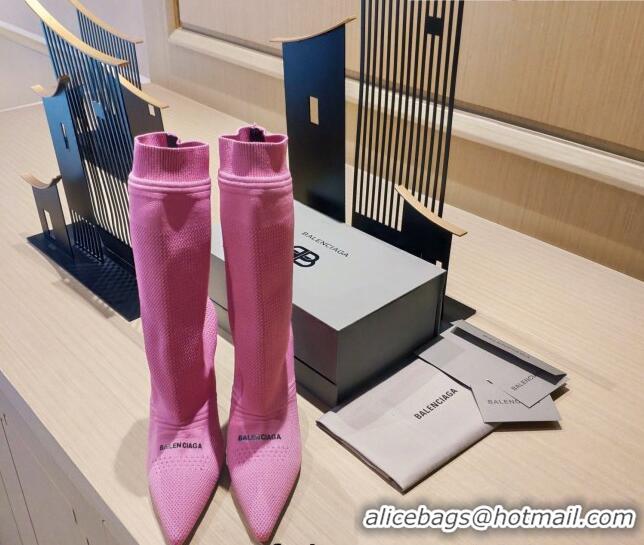 Perfect Balenciaga Knit Mid-Half Boots 9cm 121331 Pink