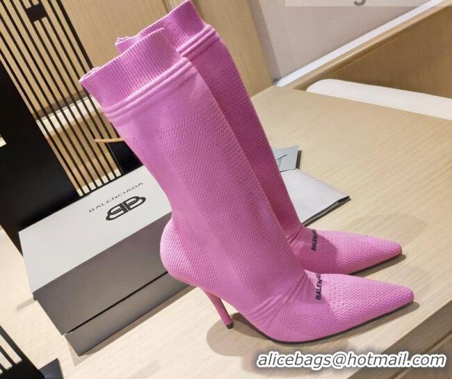 Perfect Balenciaga Knit Mid-Half Boots 9cm 121331 Pink