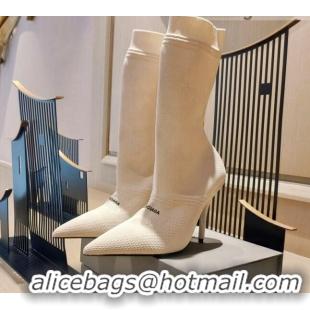 Best Price Balenciaga Knit Mid-Half Boots 9cm 121331 White