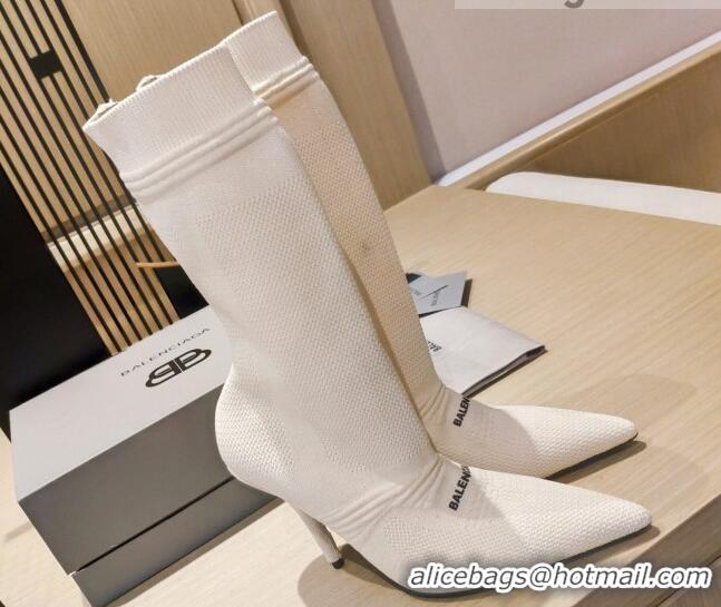 Best Price Balenciaga Knit Mid-Half Boots 9cm 121331 White