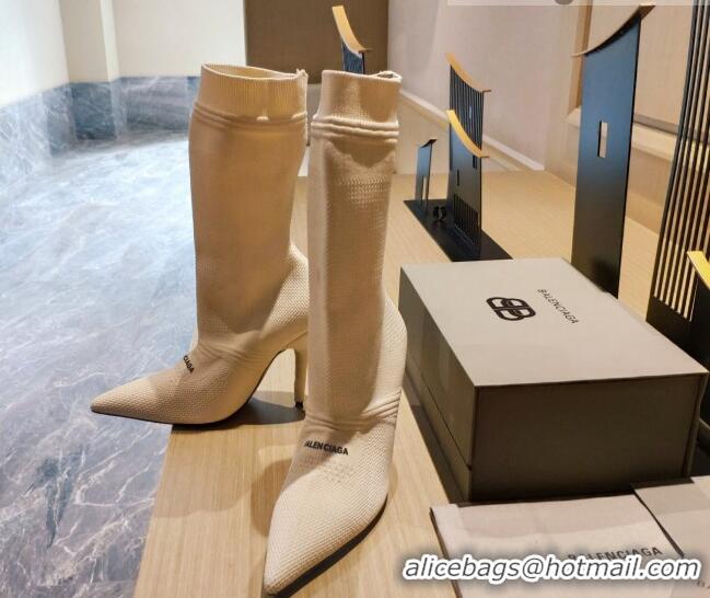 Best Price Balenciaga Knit Mid-Half Boots 9cm 121331 White