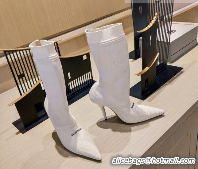 Best Price Balenciaga Knit Mid-Half Boots 9cm 121331 White