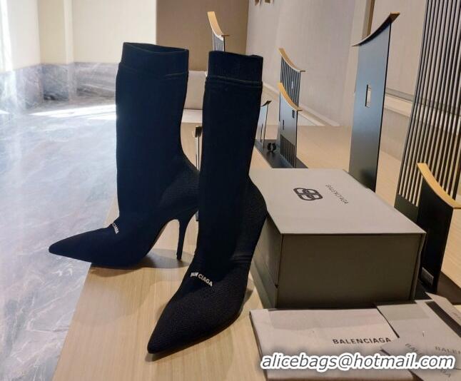 Best Quality Balenciaga Knit Mid-Half Boots 9cm 121331 Black