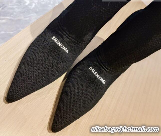 Best Quality Balenciaga Knit Mid-Half Boots 9cm 121331 Black