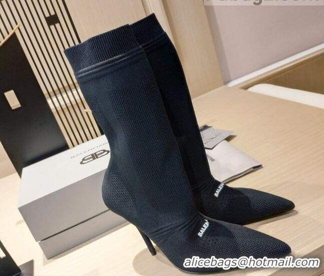 Best Quality Balenciaga Knit Mid-Half Boots 9cm 121331 Black