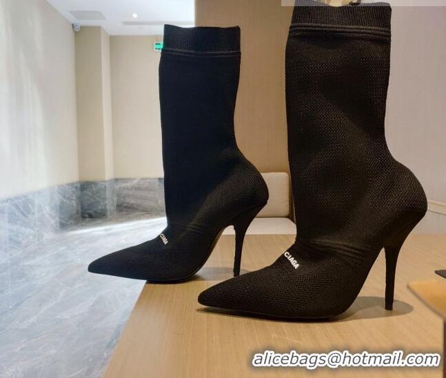 Best Quality Balenciaga Knit Mid-Half Boots 9cm 121331 Black