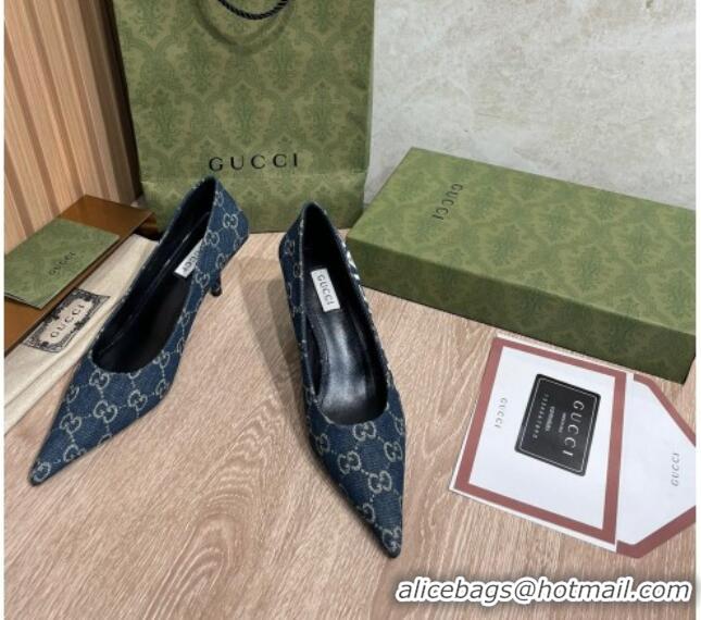 Discount Balenciaga x Gucci The Hacker Project GG Denim Square Knife Pumps 6.5cm 121356 Blue