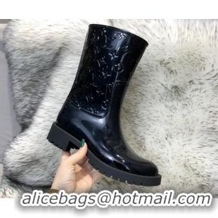 Top Design Louis Vuitton Drops Rubber Flat Half Boots Black