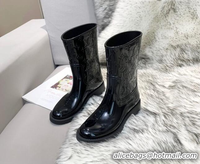 Top Design Louis Vuitton Drops Rubber Flat Half Boots Black