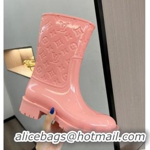 Luxury Louis Vuitton Drops Rubber Flat Half Boots 121684 Pink