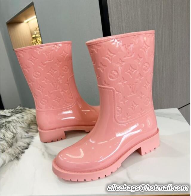 Luxury Louis Vuitton Drops Rubber Flat Half Boots 121684 Pink