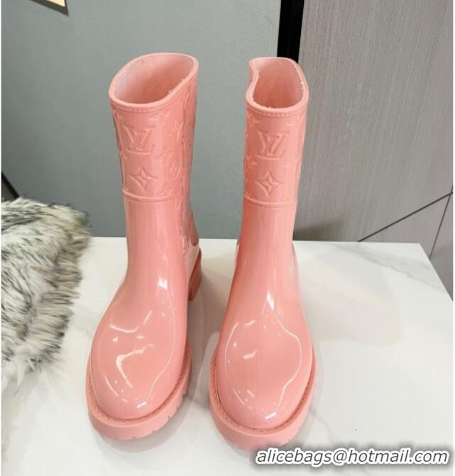 Luxury Louis Vuitton Drops Rubber Flat Half Boots 121684 Pink