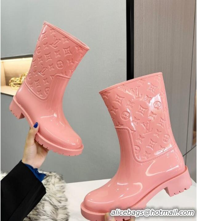 Luxury Louis Vuitton Drops Rubber Flat Half Boots 121684 Pink