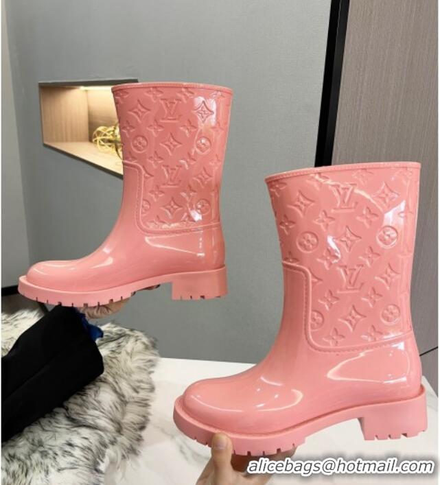 Luxury Louis Vuitton Drops Rubber Flat Half Boots 121684 Pink