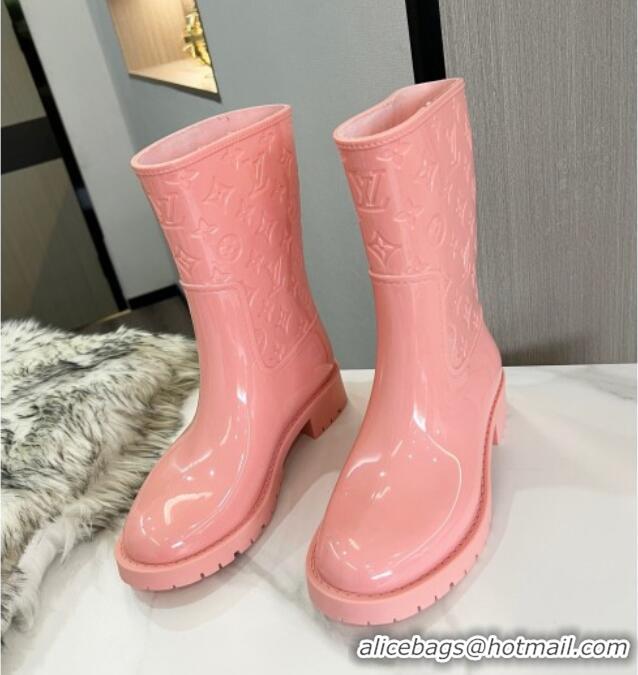 Luxury Louis Vuitton Drops Rubber Flat Half Boots 121684 Pink