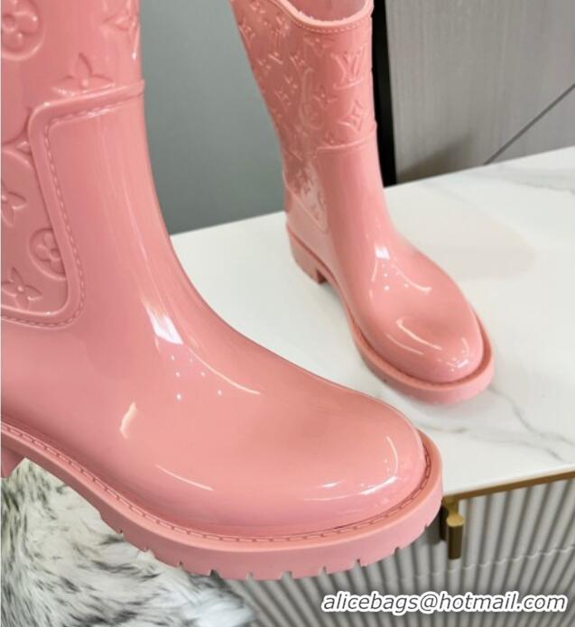 Luxury Louis Vuitton Drops Rubber Flat Half Boots 121684 Pink