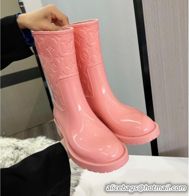 Luxury Louis Vuitton Drops Rubber Flat Half Boots 121684 Pink