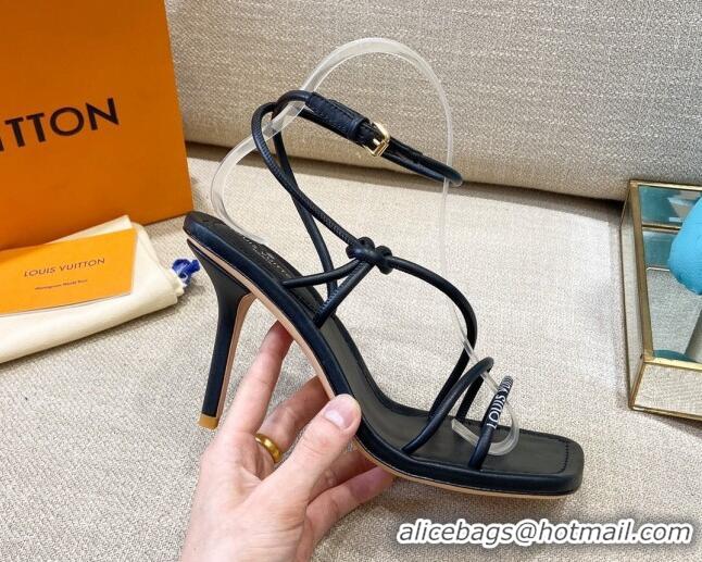 Cheap Price Louis Vuitton Nova Lambskin Strap Sandals 9cm 121685 Black