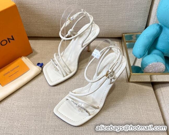 Unique Style Louis Vuitton Nova Lambskin Strap Sandals 9cm 121685 White