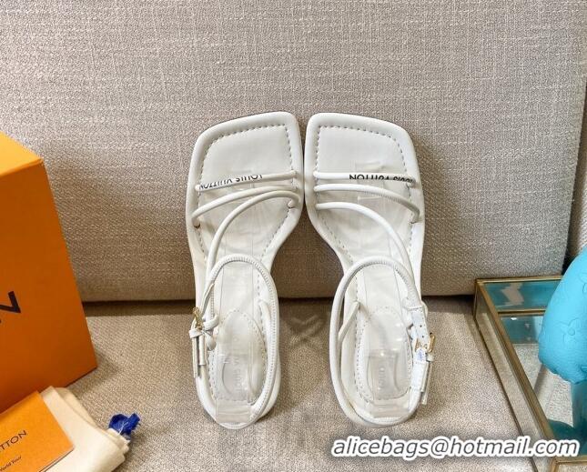 Unique Style Louis Vuitton Nova Lambskin Strap Sandals 9cm 121685 White