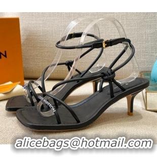 Best Quality Louis Vuitton Nova Lambskin Strap Sandals 5.5cm 121690 Black