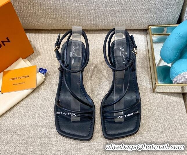 Best Quality Louis Vuitton Nova Lambskin Strap Sandals 5.5cm 121690 Black