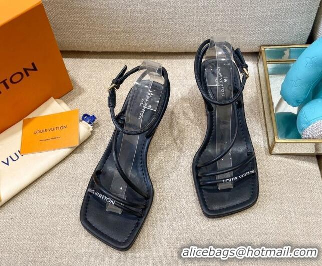 Best Quality Louis Vuitton Nova Lambskin Strap Sandals 5.5cm 121690 Black