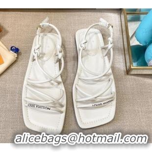 Good Quality Louis Vuitton Nova Lambskin Strap Flat Sandals 121691 White