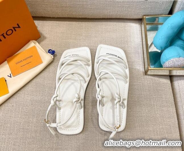 Good Quality Louis Vuitton Nova Lambskin Strap Flat Sandals 121691 White