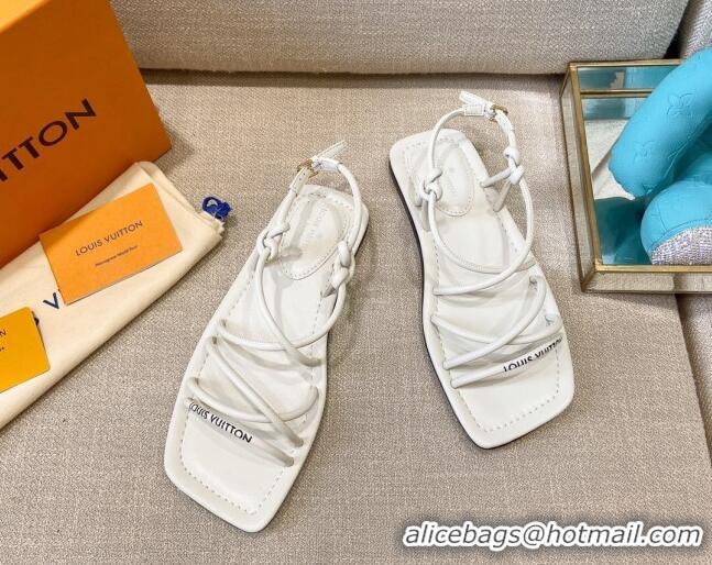 Good Quality Louis Vuitton Nova Lambskin Strap Flat Sandals 121691 White